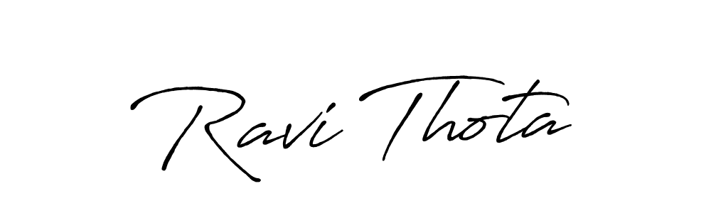 The best way (Antro_Vectra_Bolder) to make a short signature is to pick only two or three words in your name. The name Ravi Thota include a total of six letters. For converting this name. Ravi Thota signature style 7 images and pictures png