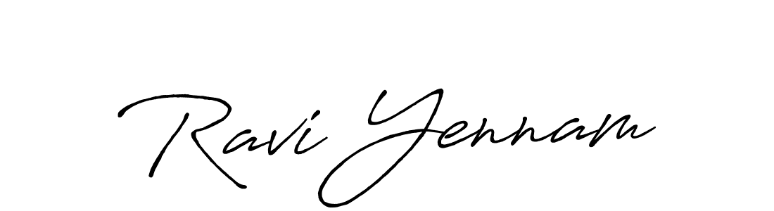 How to make Ravi Yennam name signature. Use Antro_Vectra_Bolder style for creating short signs online. This is the latest handwritten sign. Ravi Yennam signature style 7 images and pictures png
