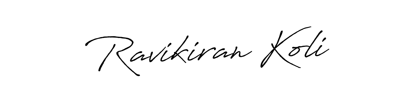 How to make Ravikiran Koli name signature. Use Antro_Vectra_Bolder style for creating short signs online. This is the latest handwritten sign. Ravikiran Koli signature style 7 images and pictures png