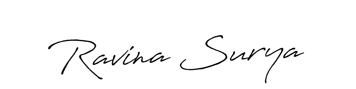 Use a signature maker to create a handwritten signature online. With this signature software, you can design (Antro_Vectra_Bolder) your own signature for name Ravina Surya. Ravina Surya signature style 7 images and pictures png