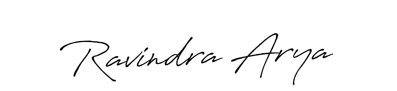 How to make Ravindra Arya name signature. Use Antro_Vectra_Bolder style for creating short signs online. This is the latest handwritten sign. Ravindra Arya signature style 7 images and pictures png