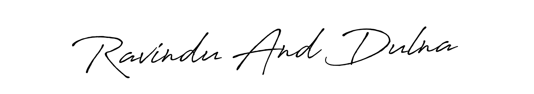 Similarly Antro_Vectra_Bolder is the best handwritten signature design. Signature creator online .You can use it as an online autograph creator for name Ravindu And Dulna. Ravindu And Dulna signature style 7 images and pictures png