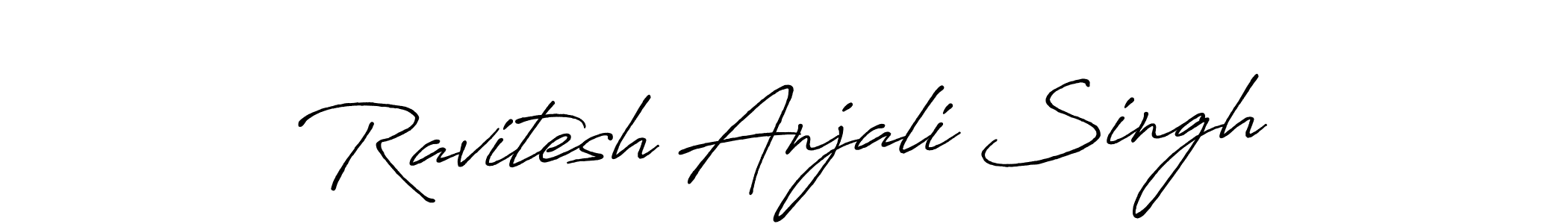How to make Ravitesh Anjali Singh name signature. Use Antro_Vectra_Bolder style for creating short signs online. This is the latest handwritten sign. Ravitesh Anjali Singh signature style 7 images and pictures png