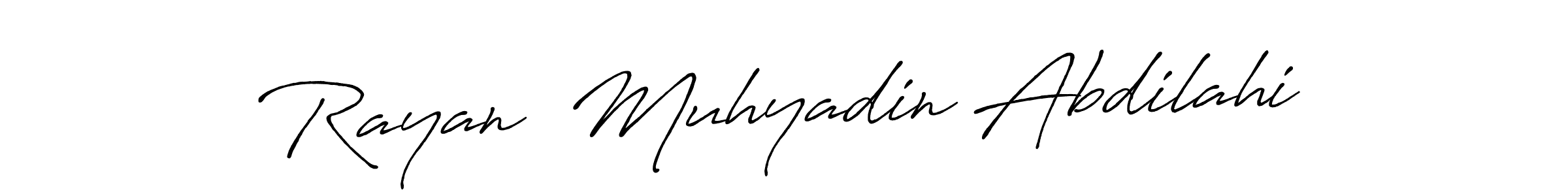 You can use this online signature creator to create a handwritten signature for the name Rayan  Muhyadin Abdilahi. This is the best online autograph maker. Rayan  Muhyadin Abdilahi signature style 7 images and pictures png