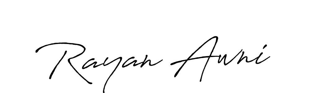 The best way (Antro_Vectra_Bolder) to make a short signature is to pick only two or three words in your name. The name Rayan Awni include a total of six letters. For converting this name. Rayan Awni signature style 7 images and pictures png