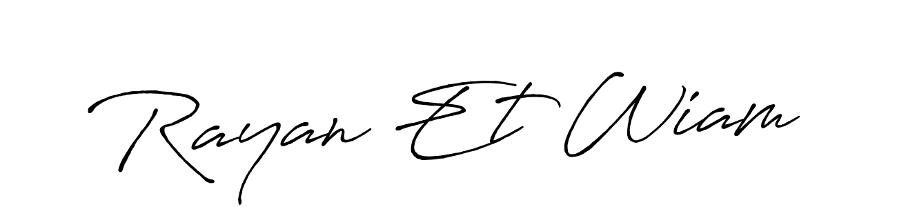 Make a beautiful signature design for name Rayan Et Wiam. With this signature (Antro_Vectra_Bolder) style, you can create a handwritten signature for free. Rayan Et Wiam signature style 7 images and pictures png