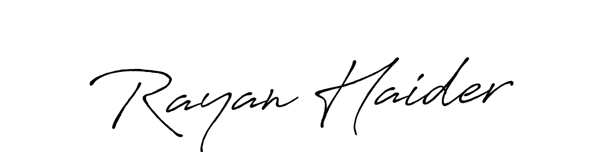 Rayan Haider stylish signature style. Best Handwritten Sign (Antro_Vectra_Bolder) for my name. Handwritten Signature Collection Ideas for my name Rayan Haider. Rayan Haider signature style 7 images and pictures png