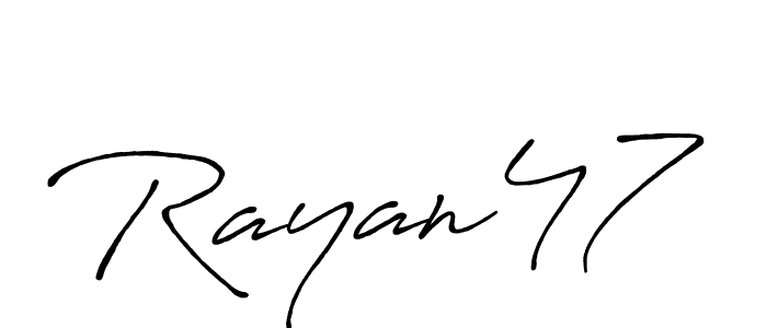 Use a signature maker to create a handwritten signature online. With this signature software, you can design (Antro_Vectra_Bolder) your own signature for name Rayan47. Rayan47 signature style 7 images and pictures png