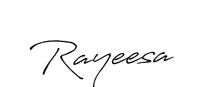 Use a signature maker to create a handwritten signature online. With this signature software, you can design (Antro_Vectra_Bolder) your own signature for name Rayeesa. Rayeesa signature style 7 images and pictures png