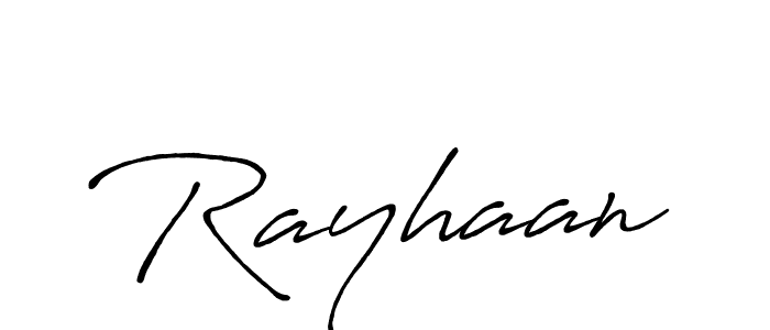Use a signature maker to create a handwritten signature online. With this signature software, you can design (Antro_Vectra_Bolder) your own signature for name Rayhaan. Rayhaan signature style 7 images and pictures png