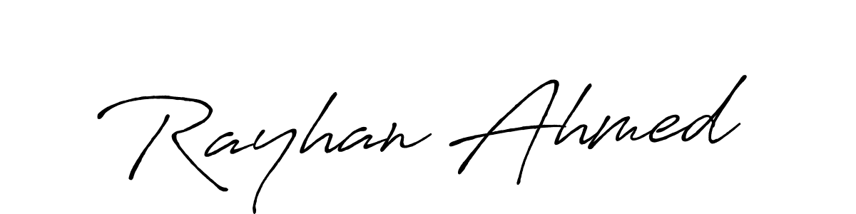 Make a beautiful signature design for name Rayhan Ahmed. With this signature (Antro_Vectra_Bolder) style, you can create a handwritten signature for free. Rayhan Ahmed signature style 7 images and pictures png