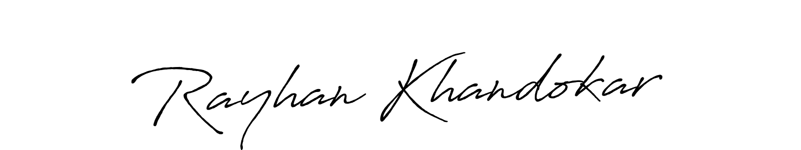 Make a beautiful signature design for name Rayhan Khandokar. With this signature (Antro_Vectra_Bolder) style, you can create a handwritten signature for free. Rayhan Khandokar signature style 7 images and pictures png