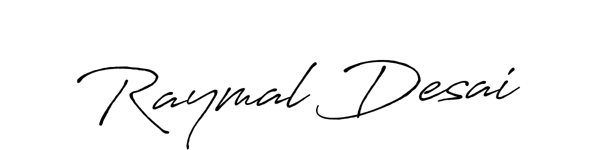 How to make Raymal Desai name signature. Use Antro_Vectra_Bolder style for creating short signs online. This is the latest handwritten sign. Raymal Desai signature style 7 images and pictures png