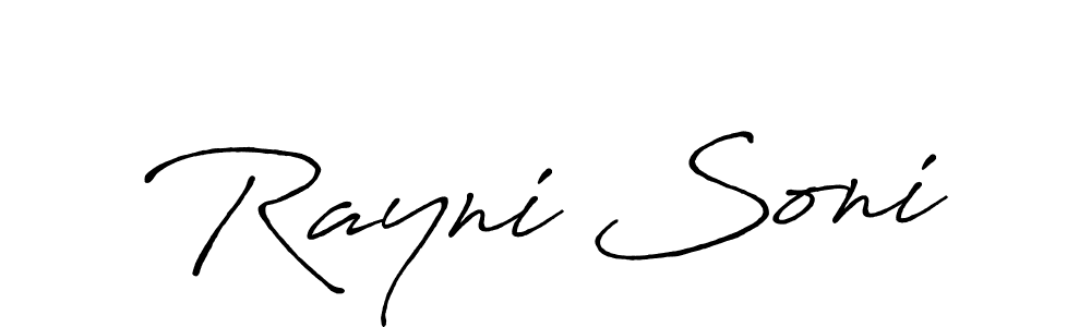 Make a beautiful signature design for name Rayni Soni. With this signature (Antro_Vectra_Bolder) style, you can create a handwritten signature for free. Rayni Soni signature style 7 images and pictures png