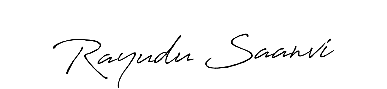 How to make Rayudu Saanvi name signature. Use Antro_Vectra_Bolder style for creating short signs online. This is the latest handwritten sign. Rayudu Saanvi signature style 7 images and pictures png