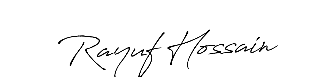 You should practise on your own different ways (Antro_Vectra_Bolder) to write your name (Rayuf Hossain) in signature. don't let someone else do it for you. Rayuf Hossain signature style 7 images and pictures png