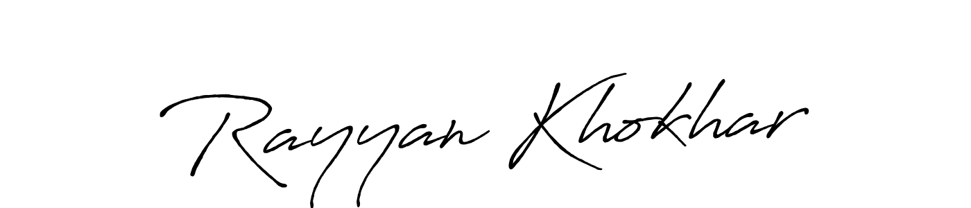 Antro_Vectra_Bolder is a professional signature style that is perfect for those who want to add a touch of class to their signature. It is also a great choice for those who want to make their signature more unique. Get Rayyan Khokhar name to fancy signature for free. Rayyan Khokhar signature style 7 images and pictures png