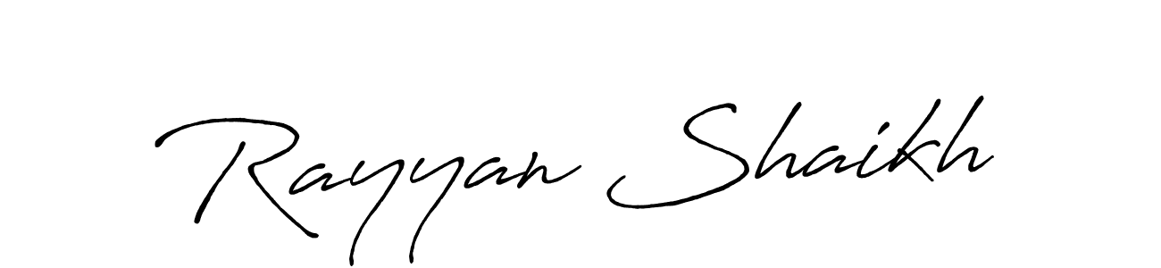 Use a signature maker to create a handwritten signature online. With this signature software, you can design (Antro_Vectra_Bolder) your own signature for name Rayyan Shaikh. Rayyan Shaikh signature style 7 images and pictures png