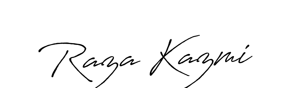 Use a signature maker to create a handwritten signature online. With this signature software, you can design (Antro_Vectra_Bolder) your own signature for name Raza Kazmi. Raza Kazmi signature style 7 images and pictures png