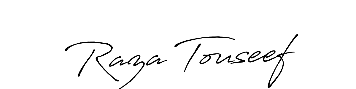 How to make Raza Touseef name signature. Use Antro_Vectra_Bolder style for creating short signs online. This is the latest handwritten sign. Raza Touseef signature style 7 images and pictures png