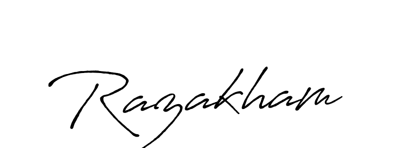 Design your own signature with our free online signature maker. With this signature software, you can create a handwritten (Antro_Vectra_Bolder) signature for name Razakham. Razakham signature style 7 images and pictures png