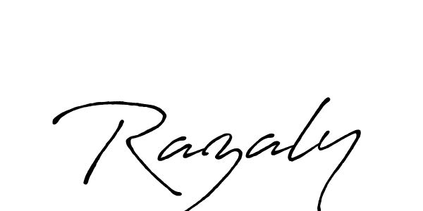 The best way (Antro_Vectra_Bolder) to make a short signature is to pick only two or three words in your name. The name Razaly include a total of six letters. For converting this name. Razaly signature style 7 images and pictures png