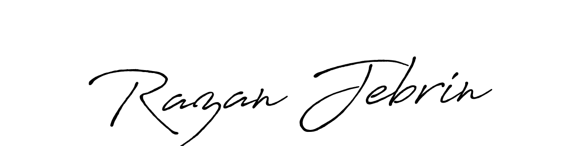 How to make Razan Jebrin name signature. Use Antro_Vectra_Bolder style for creating short signs online. This is the latest handwritten sign. Razan Jebrin signature style 7 images and pictures png