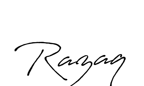 Use a signature maker to create a handwritten signature online. With this signature software, you can design (Antro_Vectra_Bolder) your own signature for name Razaq. Razaq signature style 7 images and pictures png