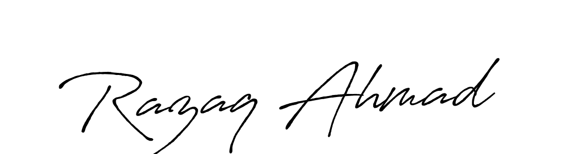 How to make Razaq Ahmad name signature. Use Antro_Vectra_Bolder style for creating short signs online. This is the latest handwritten sign. Razaq Ahmad signature style 7 images and pictures png