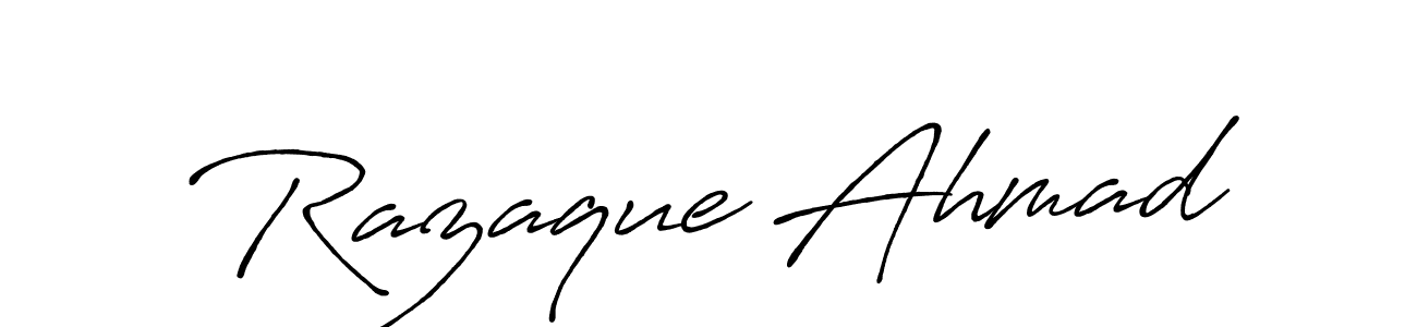 Create a beautiful signature design for name Razaque Ahmad. With this signature (Antro_Vectra_Bolder) fonts, you can make a handwritten signature for free. Razaque Ahmad signature style 7 images and pictures png