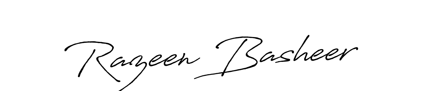 How to make Razeen Basheer name signature. Use Antro_Vectra_Bolder style for creating short signs online. This is the latest handwritten sign. Razeen Basheer signature style 7 images and pictures png
