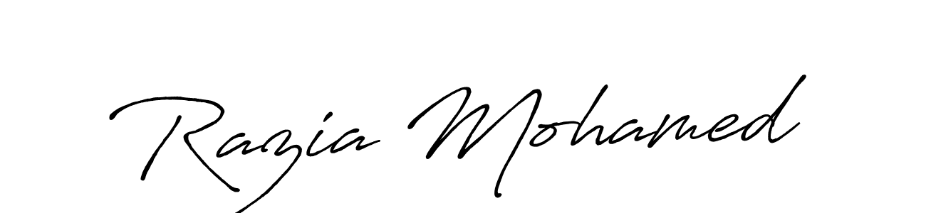 Use a signature maker to create a handwritten signature online. With this signature software, you can design (Antro_Vectra_Bolder) your own signature for name Razia Mohamed. Razia Mohamed signature style 7 images and pictures png