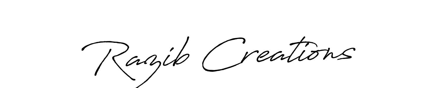 How to make Razib Creations name signature. Use Antro_Vectra_Bolder style for creating short signs online. This is the latest handwritten sign. Razib Creations signature style 7 images and pictures png