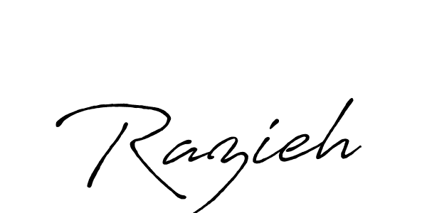 Make a beautiful signature design for name Razieh. With this signature (Antro_Vectra_Bolder) style, you can create a handwritten signature for free. Razieh signature style 7 images and pictures png