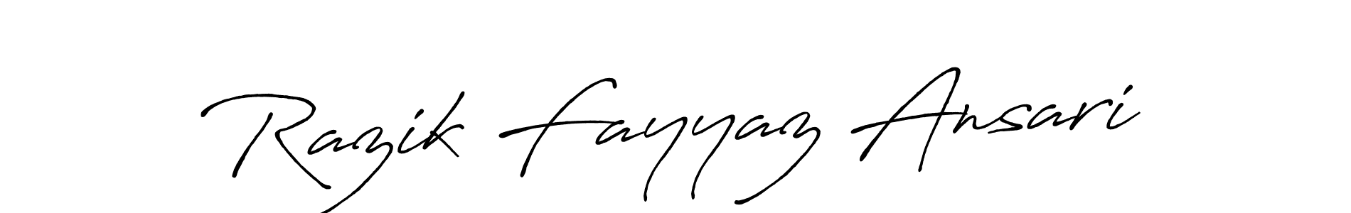 Make a beautiful signature design for name Razik Fayyaz Ansari. With this signature (Antro_Vectra_Bolder) style, you can create a handwritten signature for free. Razik Fayyaz Ansari signature style 7 images and pictures png