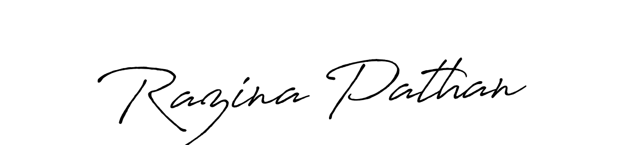 Create a beautiful signature design for name Razina Pathan. With this signature (Antro_Vectra_Bolder) fonts, you can make a handwritten signature for free. Razina Pathan signature style 7 images and pictures png