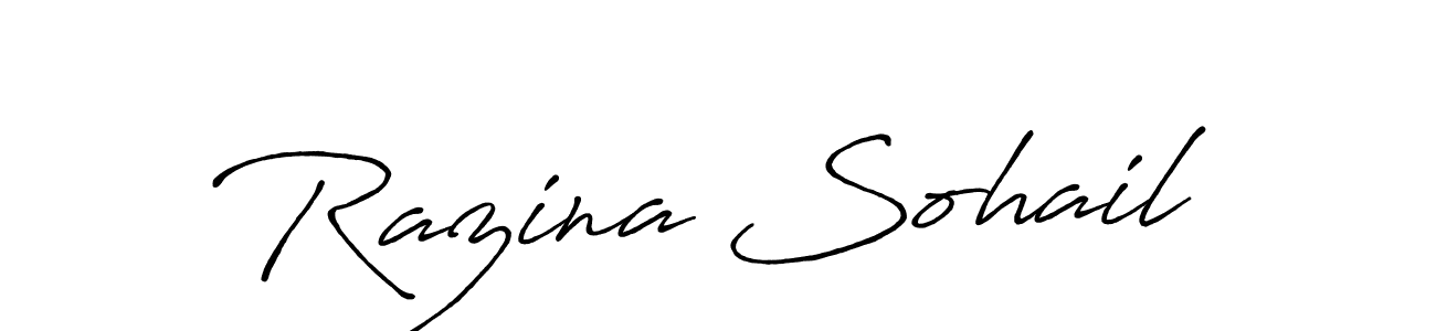 Use a signature maker to create a handwritten signature online. With this signature software, you can design (Antro_Vectra_Bolder) your own signature for name Razina Sohail. Razina Sohail signature style 7 images and pictures png