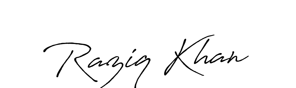 Design your own signature with our free online signature maker. With this signature software, you can create a handwritten (Antro_Vectra_Bolder) signature for name Raziq Khan. Raziq Khan signature style 7 images and pictures png