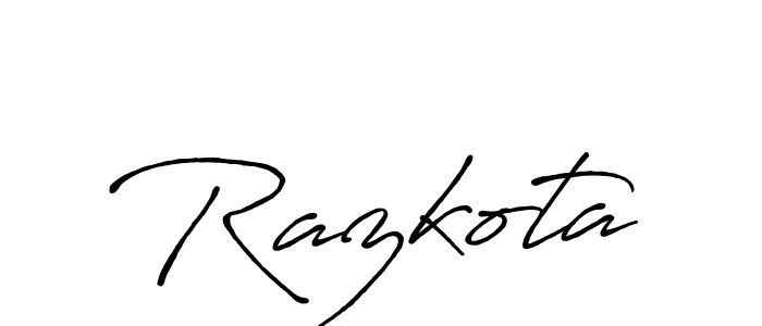 Make a beautiful signature design for name Razkota. With this signature (Antro_Vectra_Bolder) style, you can create a handwritten signature for free. Razkota signature style 7 images and pictures png