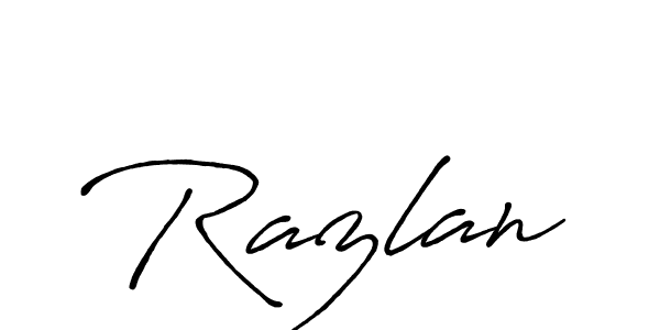 Create a beautiful signature design for name Razlan. With this signature (Antro_Vectra_Bolder) fonts, you can make a handwritten signature for free. Razlan signature style 7 images and pictures png