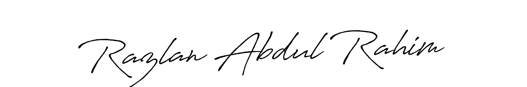 This is the best signature style for the Razlan Abdul Rahim name. Also you like these signature font (Antro_Vectra_Bolder). Mix name signature. Razlan Abdul Rahim signature style 7 images and pictures png