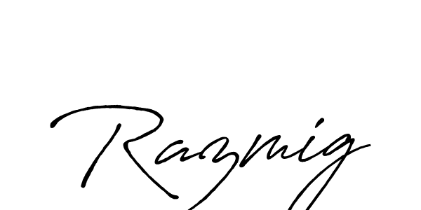 Razmig stylish signature style. Best Handwritten Sign (Antro_Vectra_Bolder) for my name. Handwritten Signature Collection Ideas for my name Razmig. Razmig signature style 7 images and pictures png