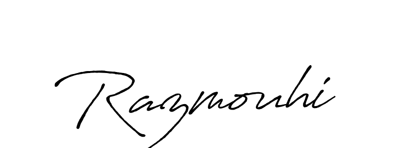 Use a signature maker to create a handwritten signature online. With this signature software, you can design (Antro_Vectra_Bolder) your own signature for name Razmouhi. Razmouhi signature style 7 images and pictures png