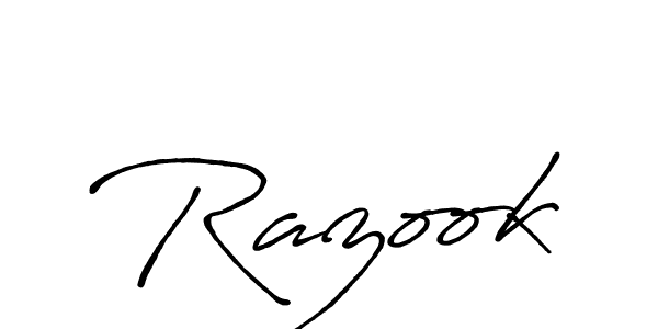 Use a signature maker to create a handwritten signature online. With this signature software, you can design (Antro_Vectra_Bolder) your own signature for name Razook. Razook signature style 7 images and pictures png