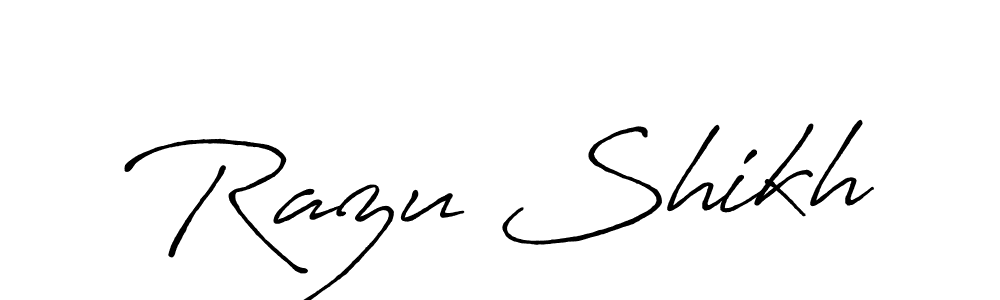 How to make Razu Shikh name signature. Use Antro_Vectra_Bolder style for creating short signs online. This is the latest handwritten sign. Razu Shikh signature style 7 images and pictures png