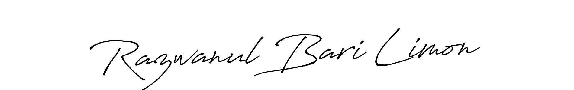 How to make Razwanul Bari Limon name signature. Use Antro_Vectra_Bolder style for creating short signs online. This is the latest handwritten sign. Razwanul Bari Limon signature style 7 images and pictures png