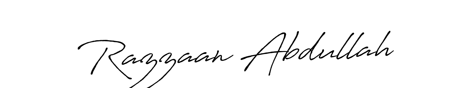 Create a beautiful signature design for name Razzaan Abdullah. With this signature (Antro_Vectra_Bolder) fonts, you can make a handwritten signature for free. Razzaan Abdullah signature style 7 images and pictures png
