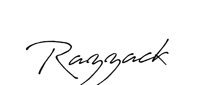 Use a signature maker to create a handwritten signature online. With this signature software, you can design (Antro_Vectra_Bolder) your own signature for name Razzack. Razzack signature style 7 images and pictures png