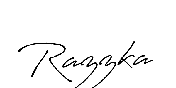 The best way (Antro_Vectra_Bolder) to make a short signature is to pick only two or three words in your name. The name Razzka include a total of six letters. For converting this name. Razzka signature style 7 images and pictures png
