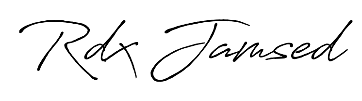 The Antro_Vectra_Bolder font transforms the name Rdx Jamsed into an executive sign with sharp precision and distinguished character. Rdx Jamsed signature style 7 images and pictures png